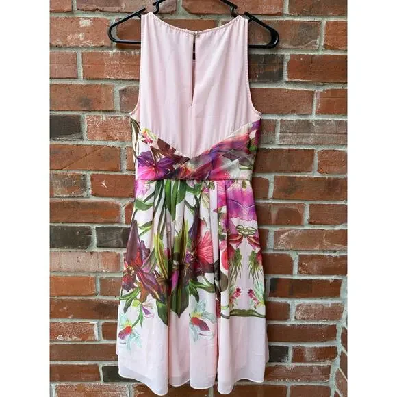 Ted Baker London Carlii Pink Floral Print Fit & Flare Dress Size 2 (US 6) - Picture 5 of 5